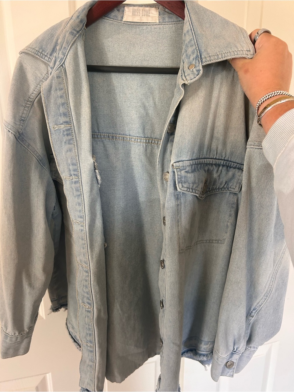 Oversized Light Blue Denim Jacket - Women's Jean Coat